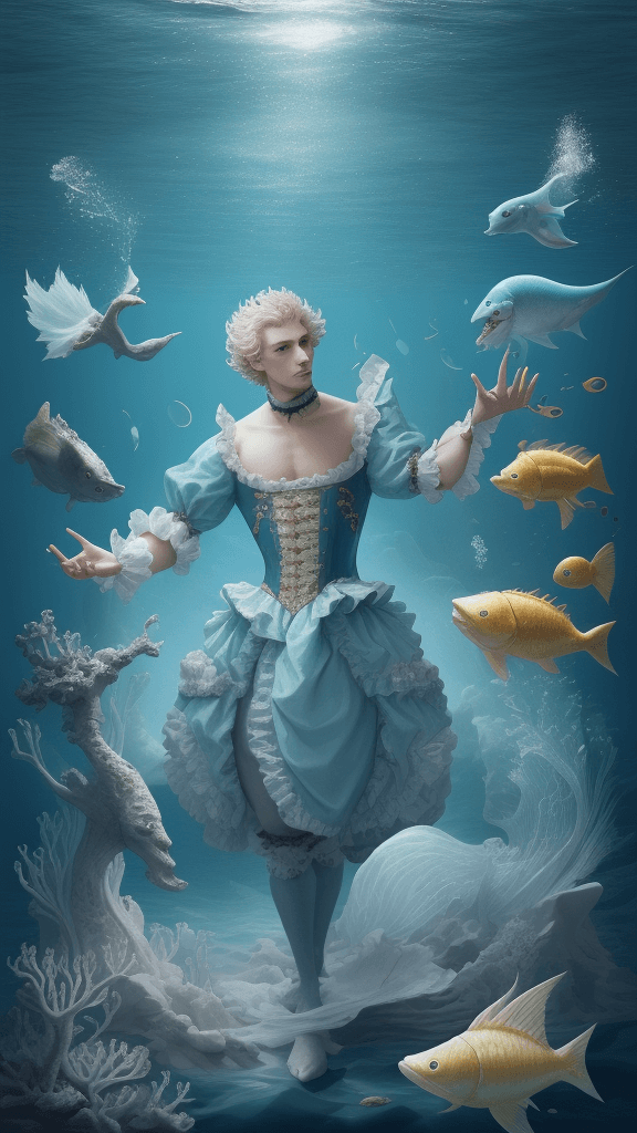 AI generated: in a sea, Neiked, lure, rococo, Sixy, Upksirt, Smoltets, one man