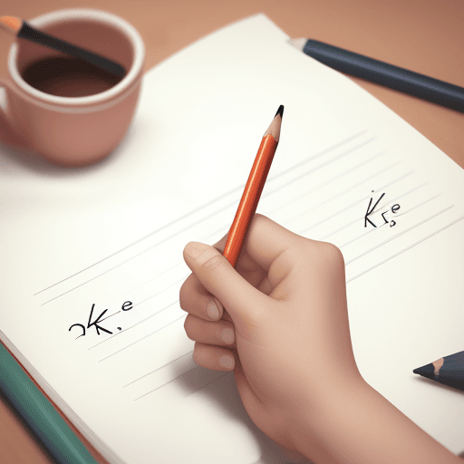 AI generated: hand holding a pencil.  The hand & pencil resemble the letter "k"