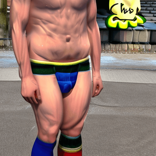 AI generated: Harely quin naked, squeezing testicles