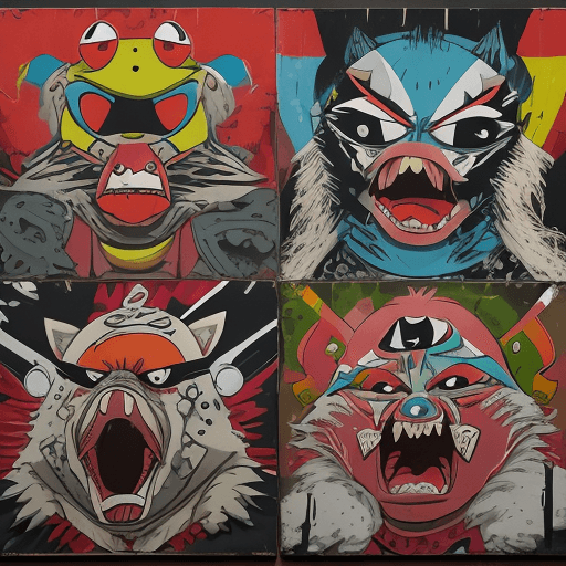 AI generated: jay bennett tv program 'loudonian', 1987, acrylic on canvas, 45 x 36 in, in the style of graffiti-in...