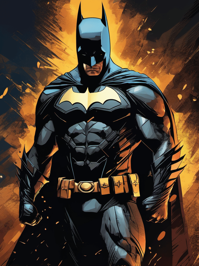 AI generated: digital wallpaper portrait of batman, dark knight, in the style of comics, 8k, rough, marvel comics,...