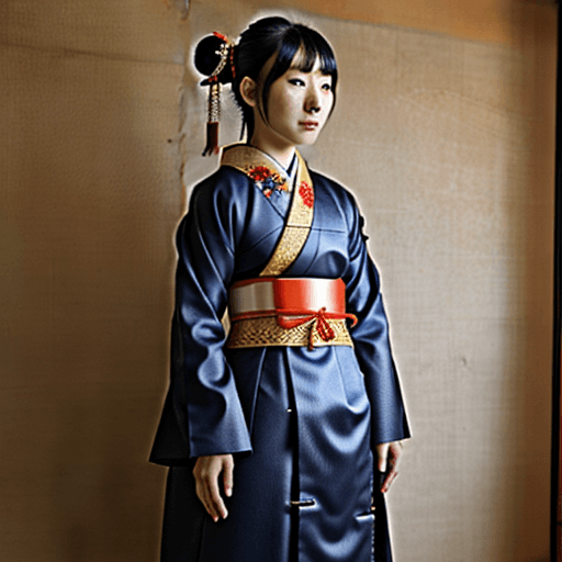 AI generated: Japanese woman, tradition dress, samurai, ultra hypo realism