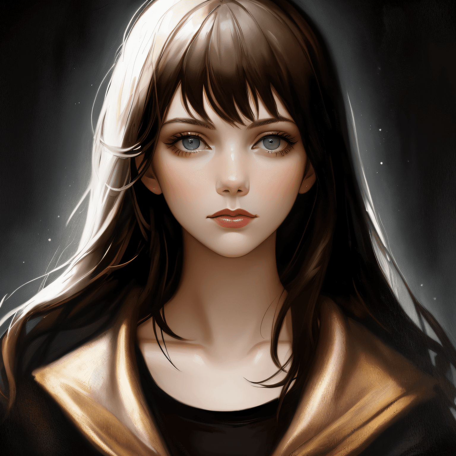 AI generated: 1girl, oil painting, medieval style, (gloomy:1.4), a portrait of Emma Stone like woman in old clothe...