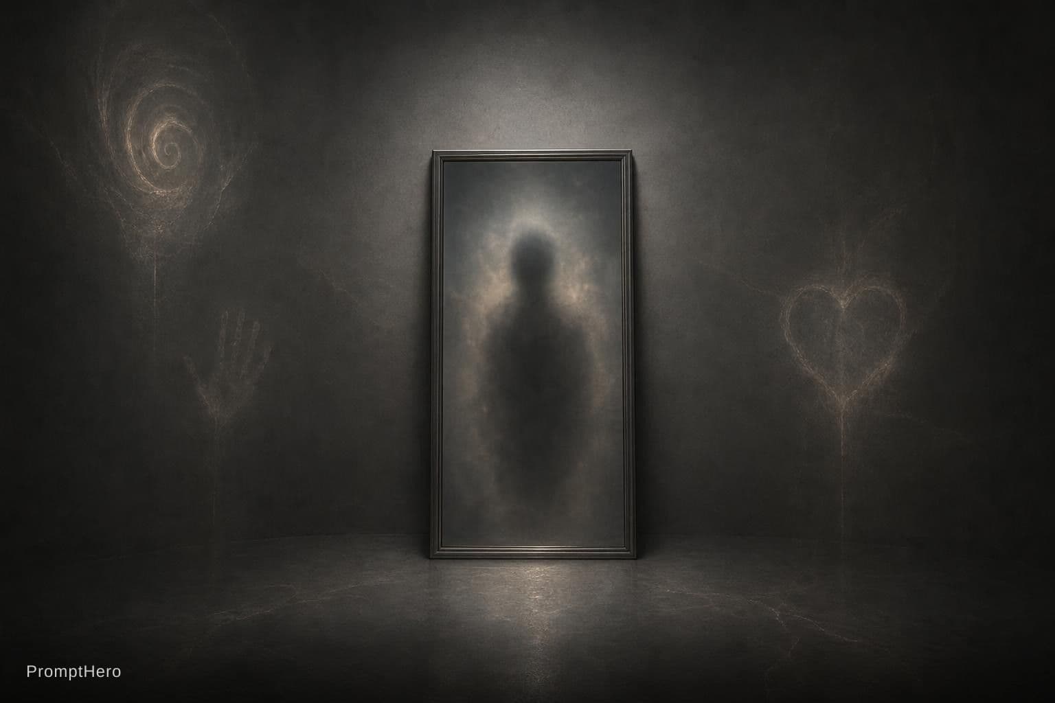 AI generated: A quiet room, no windows, no doors. In the center, a mirror – not old, not new. The reflection is no...