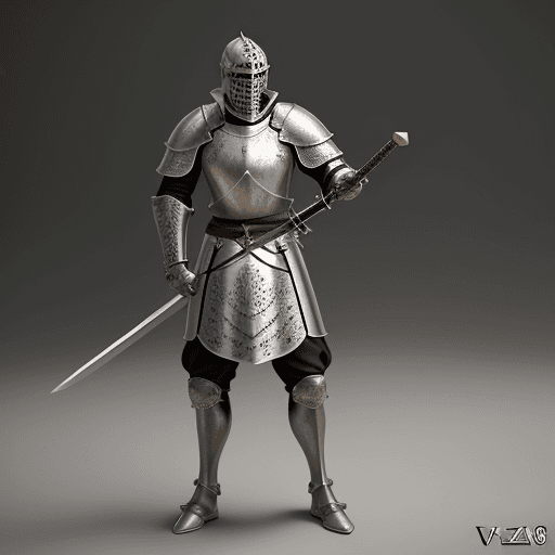AI generated: Medieval knight, swinging a long sword, full body armor, highly realistic, ultra-detailed --ar 68:12...