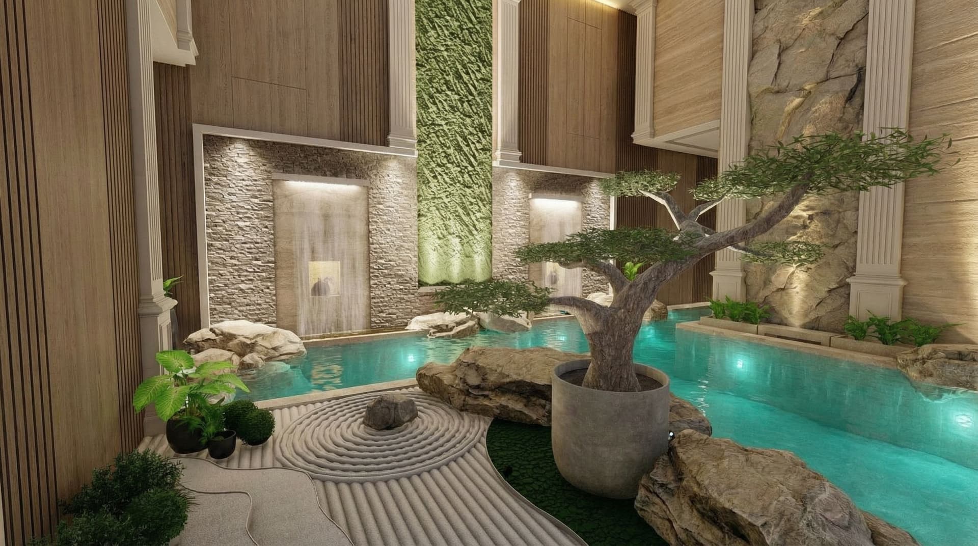 AI generated: mdjrny-v4 style,  Photography with high resolution architecture design photography of a luxury moder...