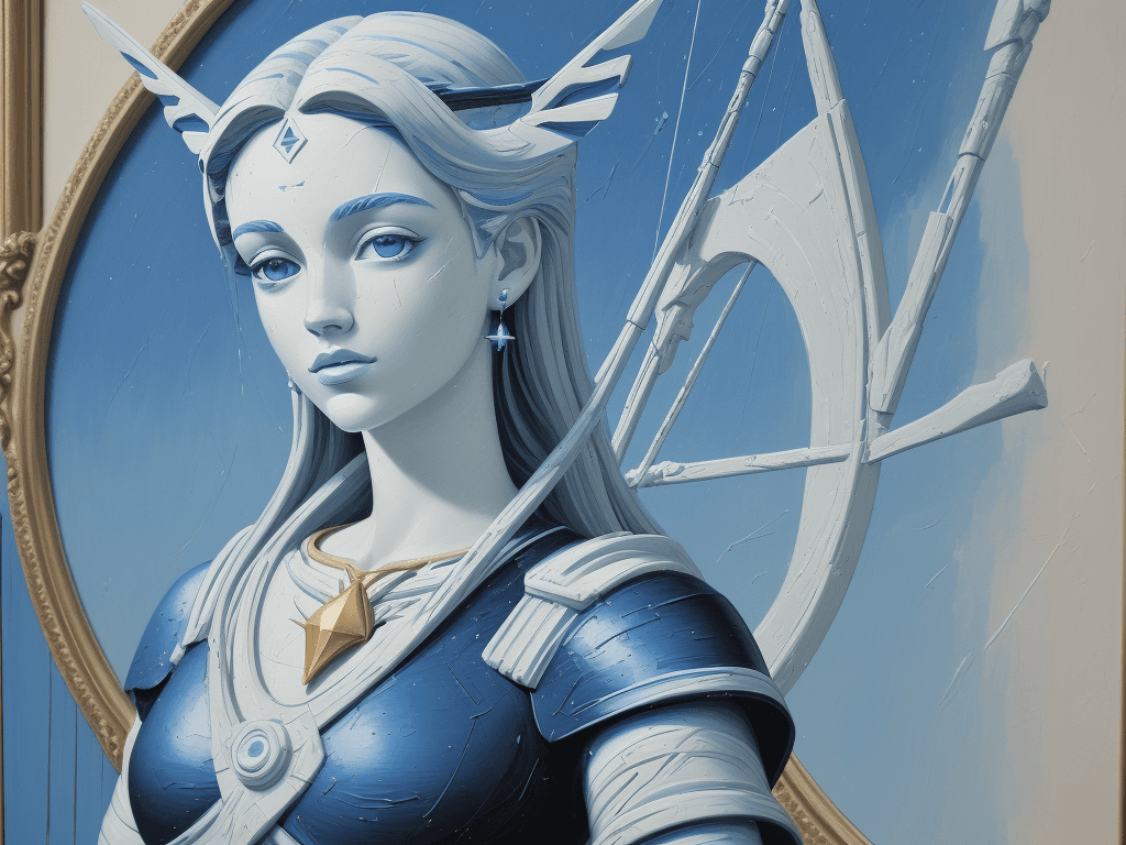 AI generated: the Artemis, impasto technique, oil painting, contemporary era, primarily monochromatic with accents...