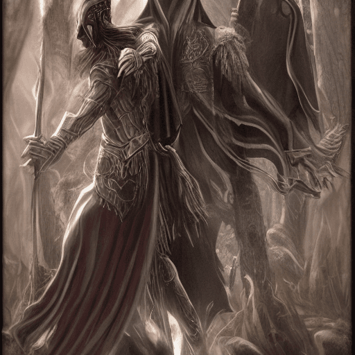 AI generated: Full male body, casting a powerful spell, male elf, Dalamar The Dark from Dragonlance, black hood, e...