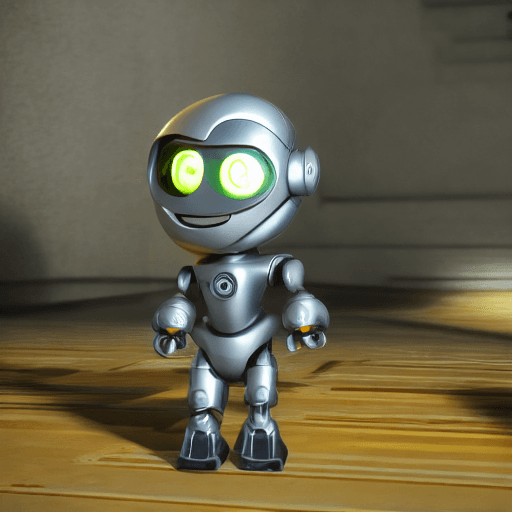 AI generated: small robot, cute, pixar, unreal engine, tron, hyper detailed, volumetric lighting
