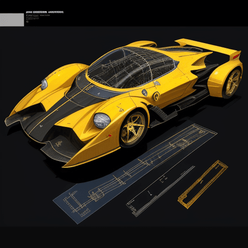AI generated: ferrari, sketches blueprint of futuristic sci-fi huge spacecraft, warp engines, formulas and annotat...