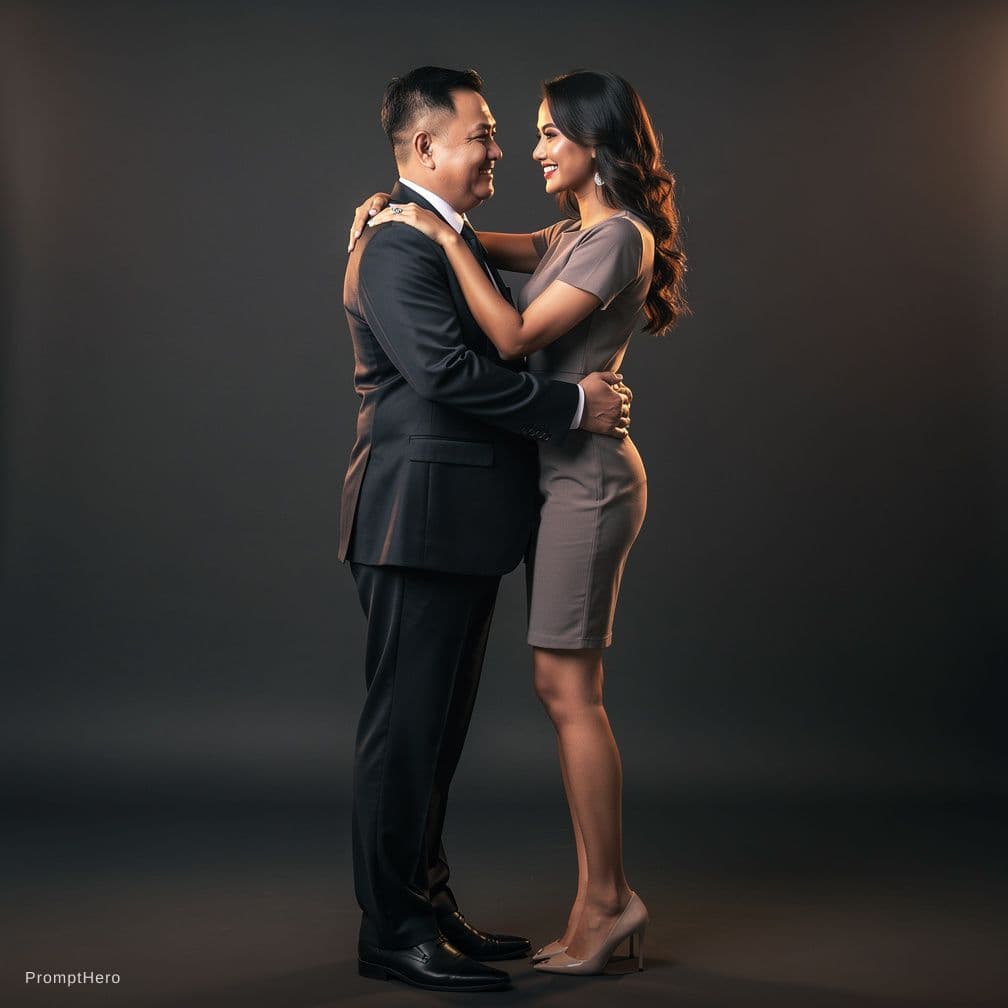 AI generated: Studio foto profesional untuk pre-wedding, ultra-realistis. Menampilkan pasangan Indonesia dengan pe...