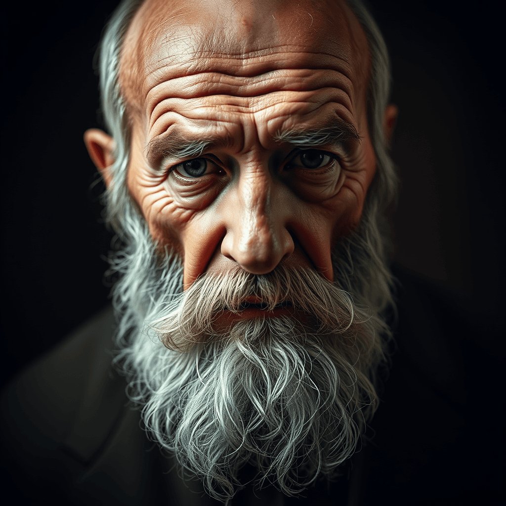 AI generated: Photo of a brooding serious bearded old