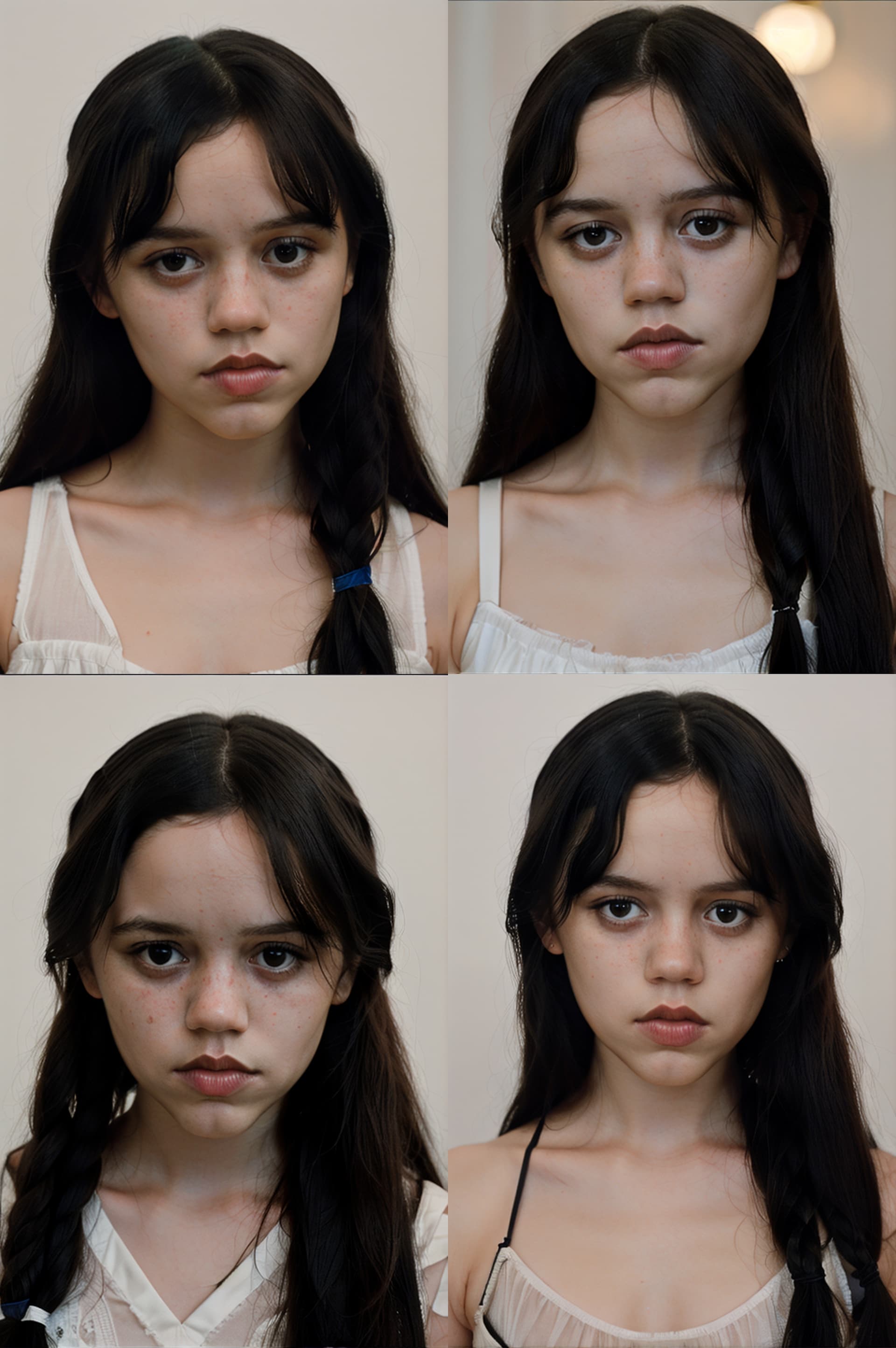 AI generated: (w3day_14:1.1), jenna ortega, (nightie), ((Mexican)), portrait, (sleek straight hair:0.5), modelshoo...