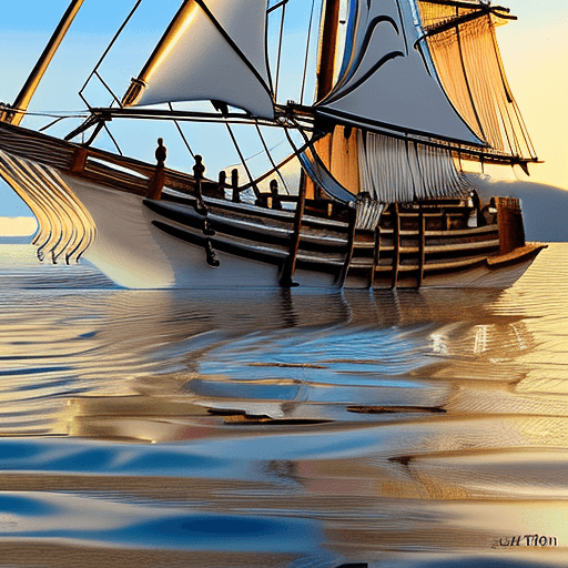 AI generated: Photo of a ultra realistic sailing ship, dramatic light, pale sunrise, cinematic lighting, battered,...