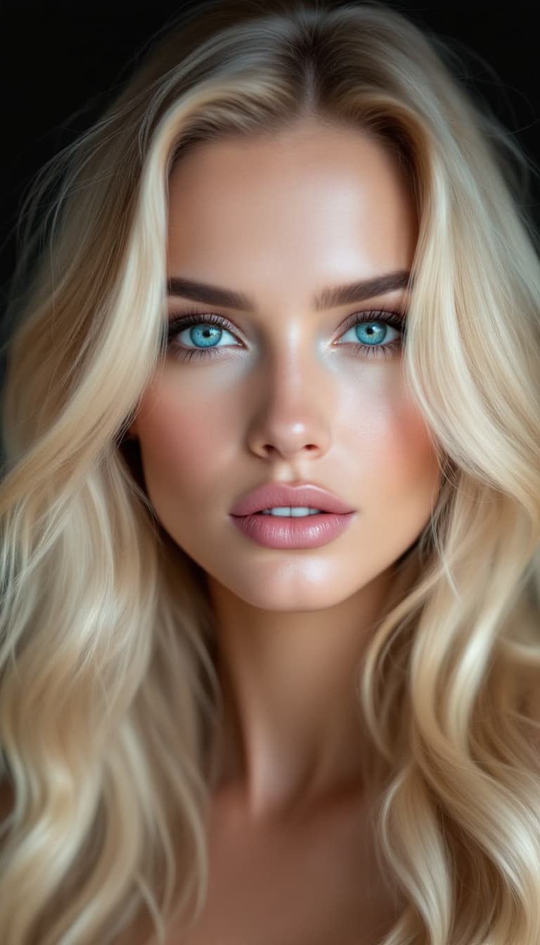 AI generated: "Image is a high resolution portrait photograph featuring a woman with striking facial features. She...