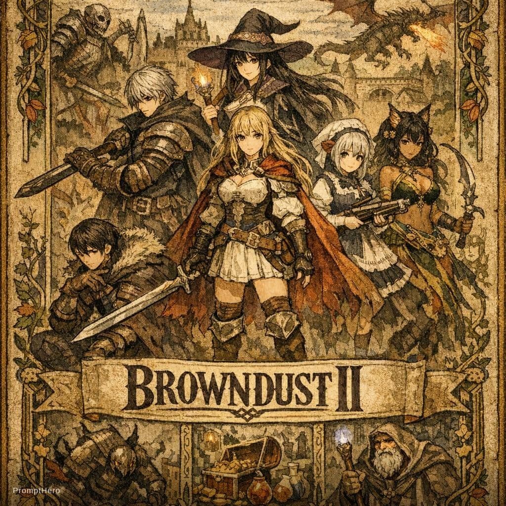 AI generated: Medieval style browndust2