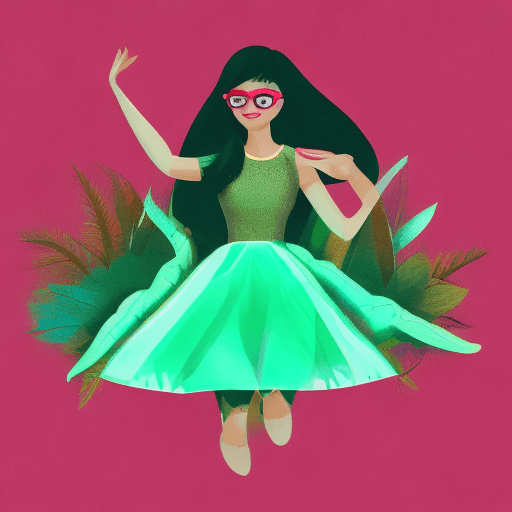 AI generated: The photograph depicts a woman wearing a beautiful green dress. It appears to be an album cover and ...