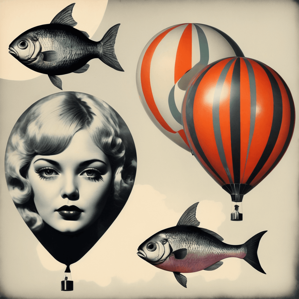 AI generated: Modernist- high contrast surreal collage with contrast colors and without negative, Graphic design, ...