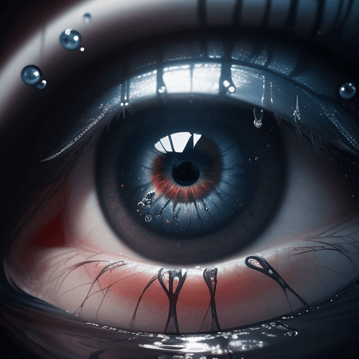 AI generated: an EU logo inside an eye caught in a water drop, in the style of cryengine, pegi nicol macleod, real...