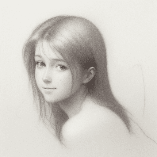 AI generated: simple pencil sketch by Odilon Redon, look like randy moore porn actress drawing, face only, a gorge...