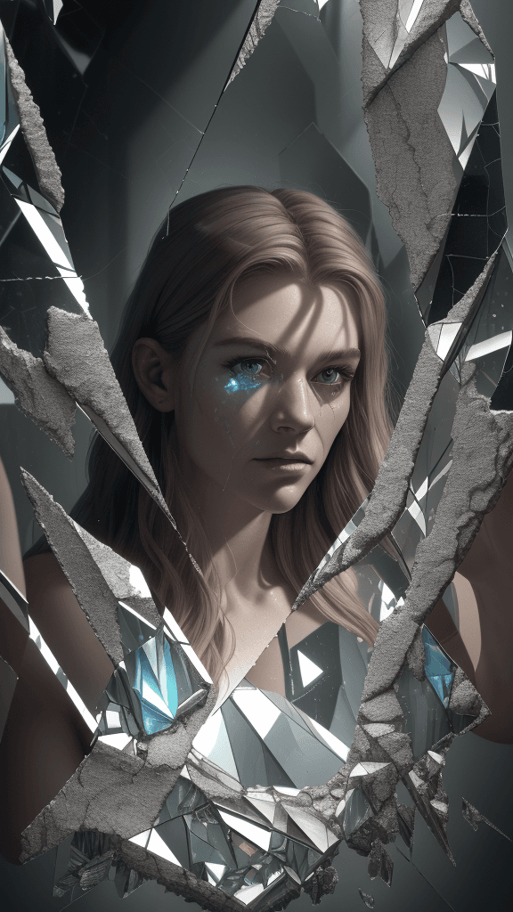 AI generated: highres,ultra-detailed,realistic,(best quality,8k,16k,masterpiece:1.2),shattered glass,mirror shards...