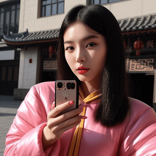 AI generated: Chinese model poses for a selfie, in the style of social media influencers, webcam photography, Feli...