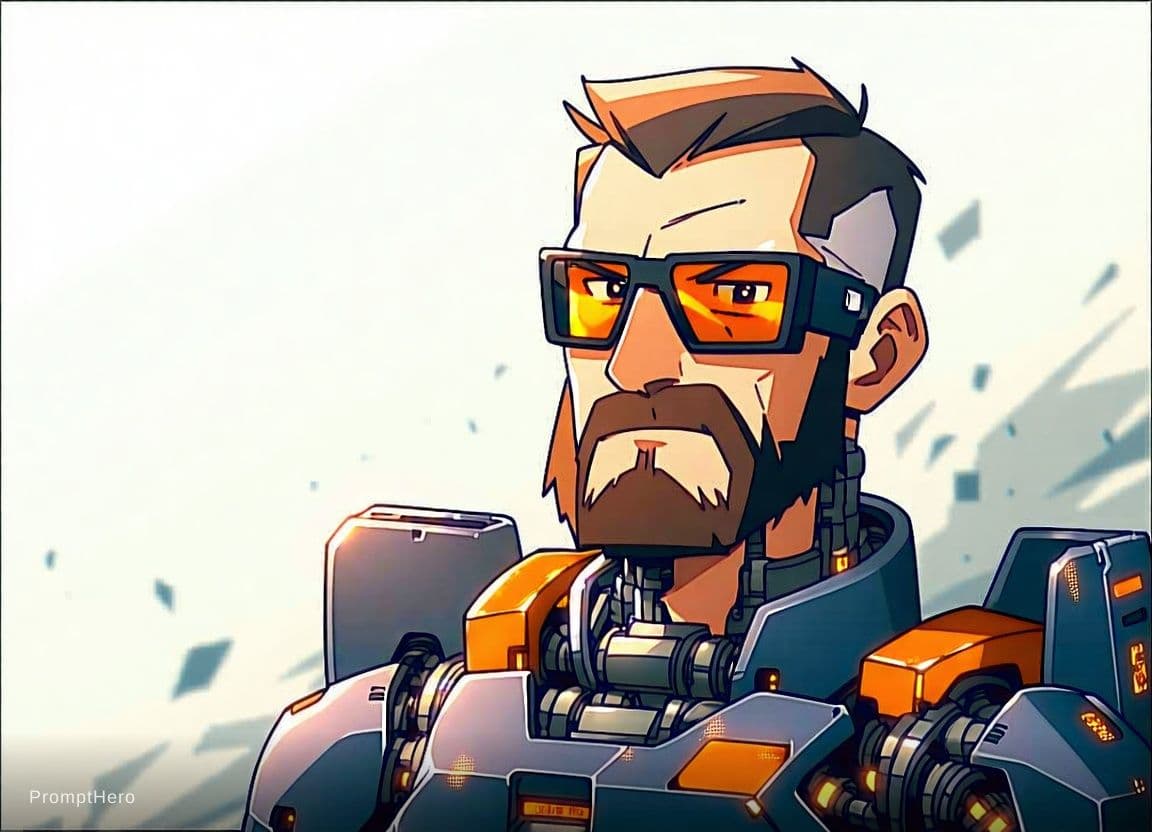 AI generated: High quality portrait of Gordon Freeman from HL2. Art by Makoto Shinkai, Crunchyroll, pixiv, danboor...