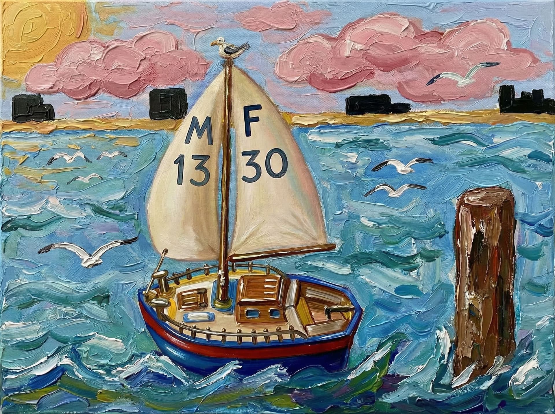 AI generated: make the boat more polished and painted by a master