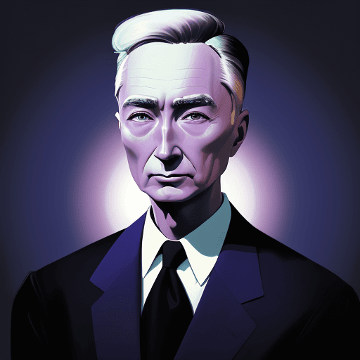 AI generated: color photo of a vertical thumbnail featuring a cool depiction of J. Robert Oppenheimer. The thumbna...