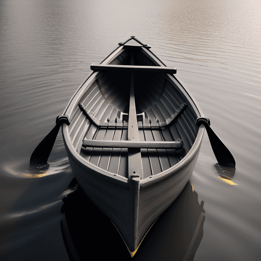 AI generated: Focus on a rowing boat, textured matte black surface, in a subdued dark grey hue, yellow point, macr...