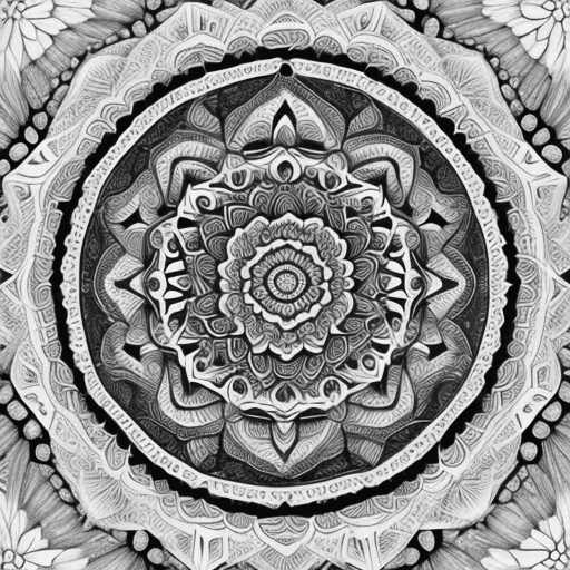 AI generated: high resolution b/w professional mandalas for  relaxing while colouring it. I need that they are 10/...