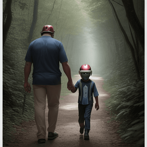 AI generated: Capture the juxtaposition in a single frame: A father and his young son strolling through the depths...