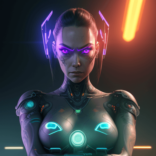 AI generated: Pretty face, cyborg lady with tattoos, hyper details, perfect focus facial expression, hyper futuris...