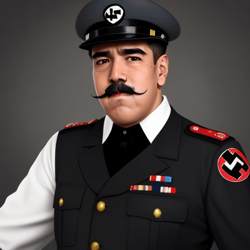 AI generated: Nicolas Maduro vestido de nazi y con el bigote de hitler pequeño