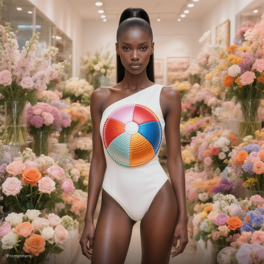 AI generated: Tall Black woman with radiant skin, refined features, long legs, model-like editorial proportions, a...