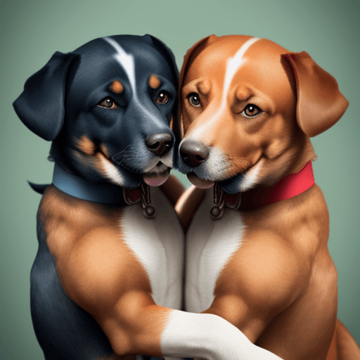 AI generated: photo of two dogs hugging
