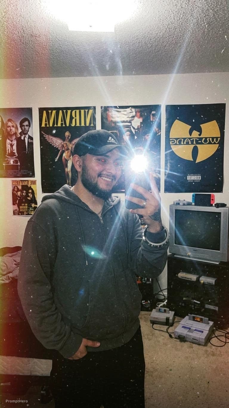 AI generated: I need a old school pic and creat a background flash 