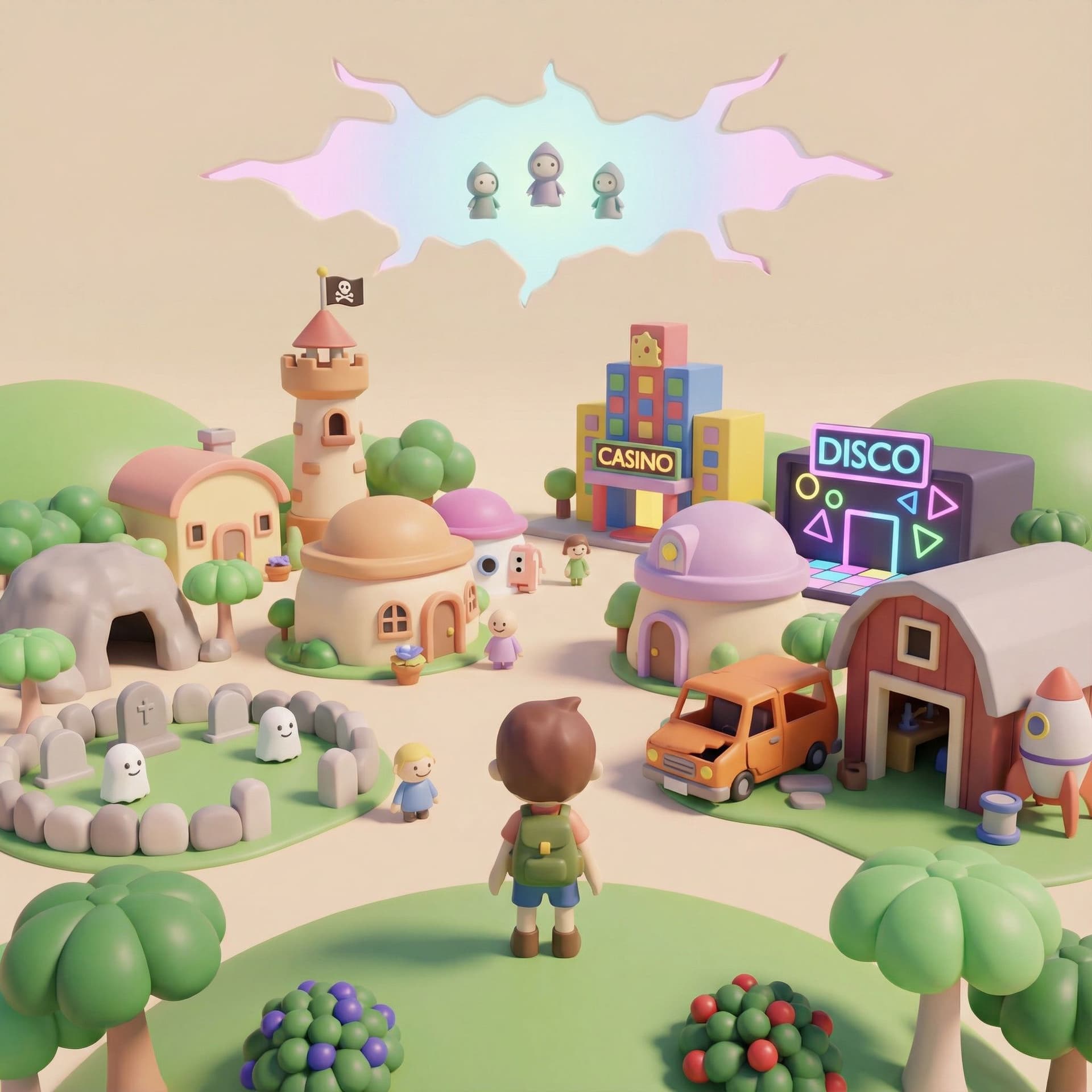 AI generated: arly 1990s Japanese RPG 3D render style artwork, simple low-poly geometry, plastic-like toy textures...