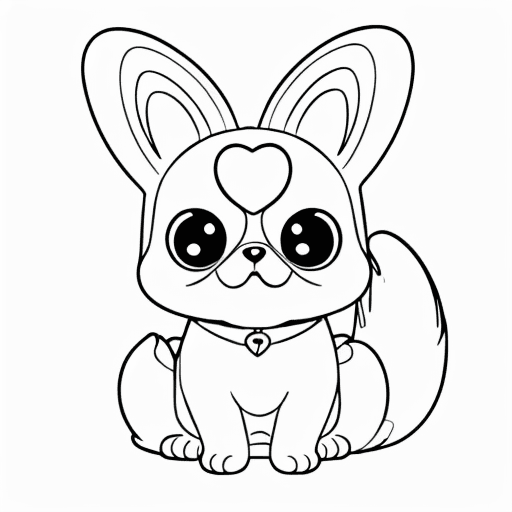 AI generated: coloring page, cute dog kawaii, cartoon style, no background