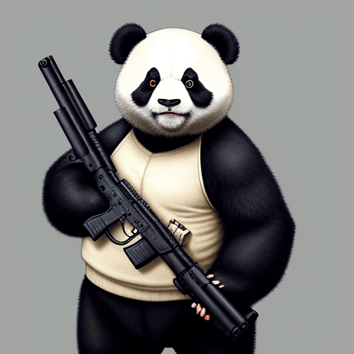 AI generated: panda holding a gun