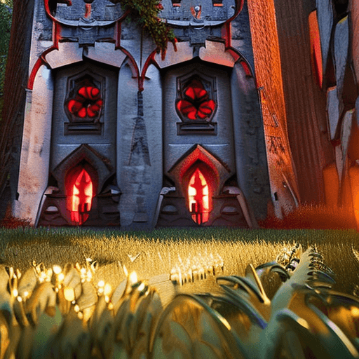 AI generated: Photo of a ultra realistic gothic castle in forest, dramatic light, twilight, cinematic lighting,shi...