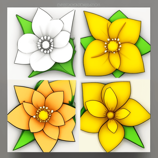 AI generated: crear una flor de 5 hojas, borde amarillo y fondo blanco, estilo comics