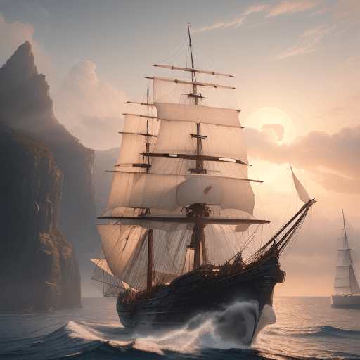 AI generated: Photo of a ultra realistic sailing ship, dramatic light, pale sunrise, cinematic lighting, battered,...