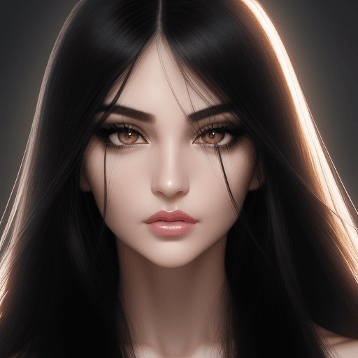 AI generated: Perfect black eyes, Perfect face, Volume lighting. Young beautiful stylish woman 40 years old, looks...