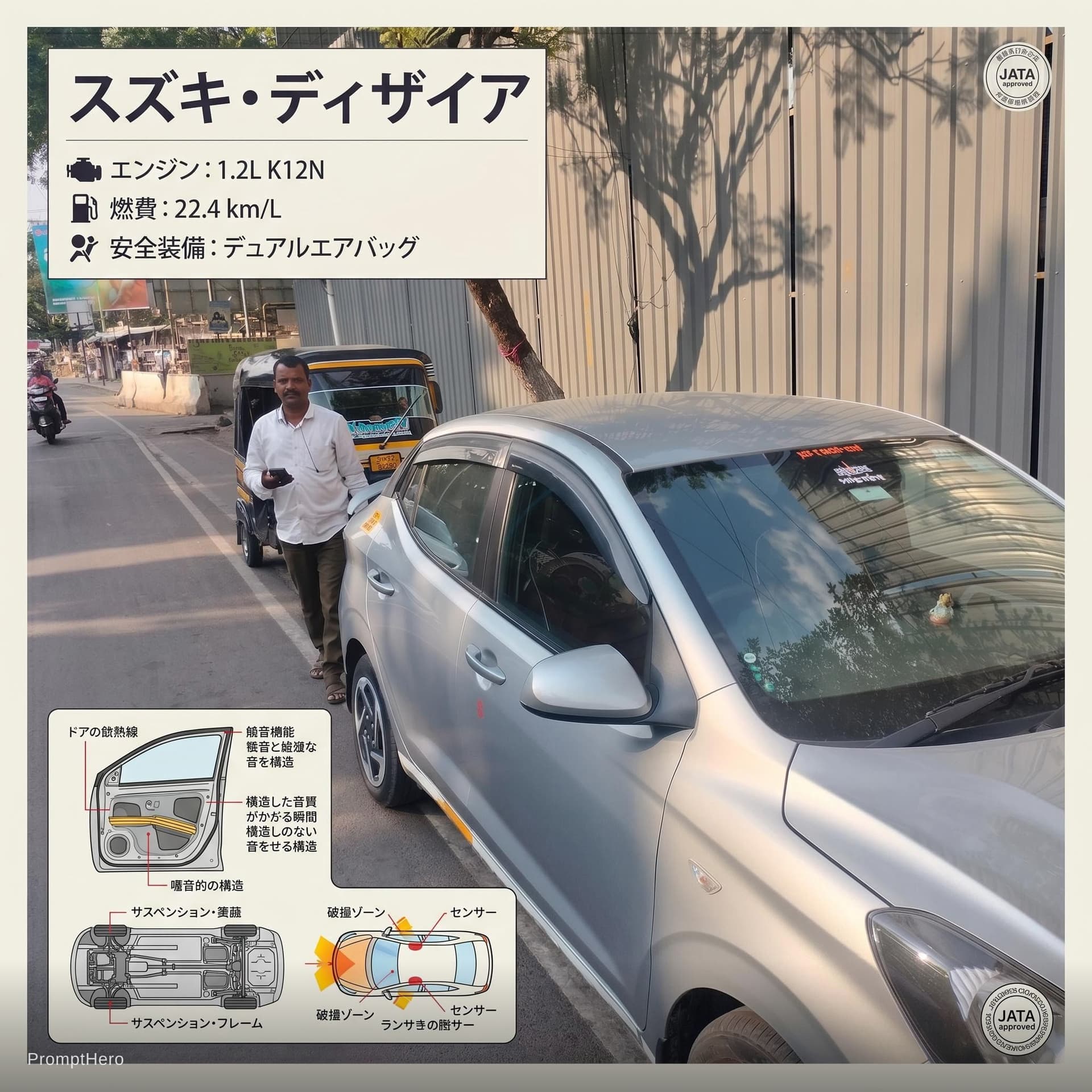 AI generated: Left side japnese name of car bottom left detail of car and printable poster

