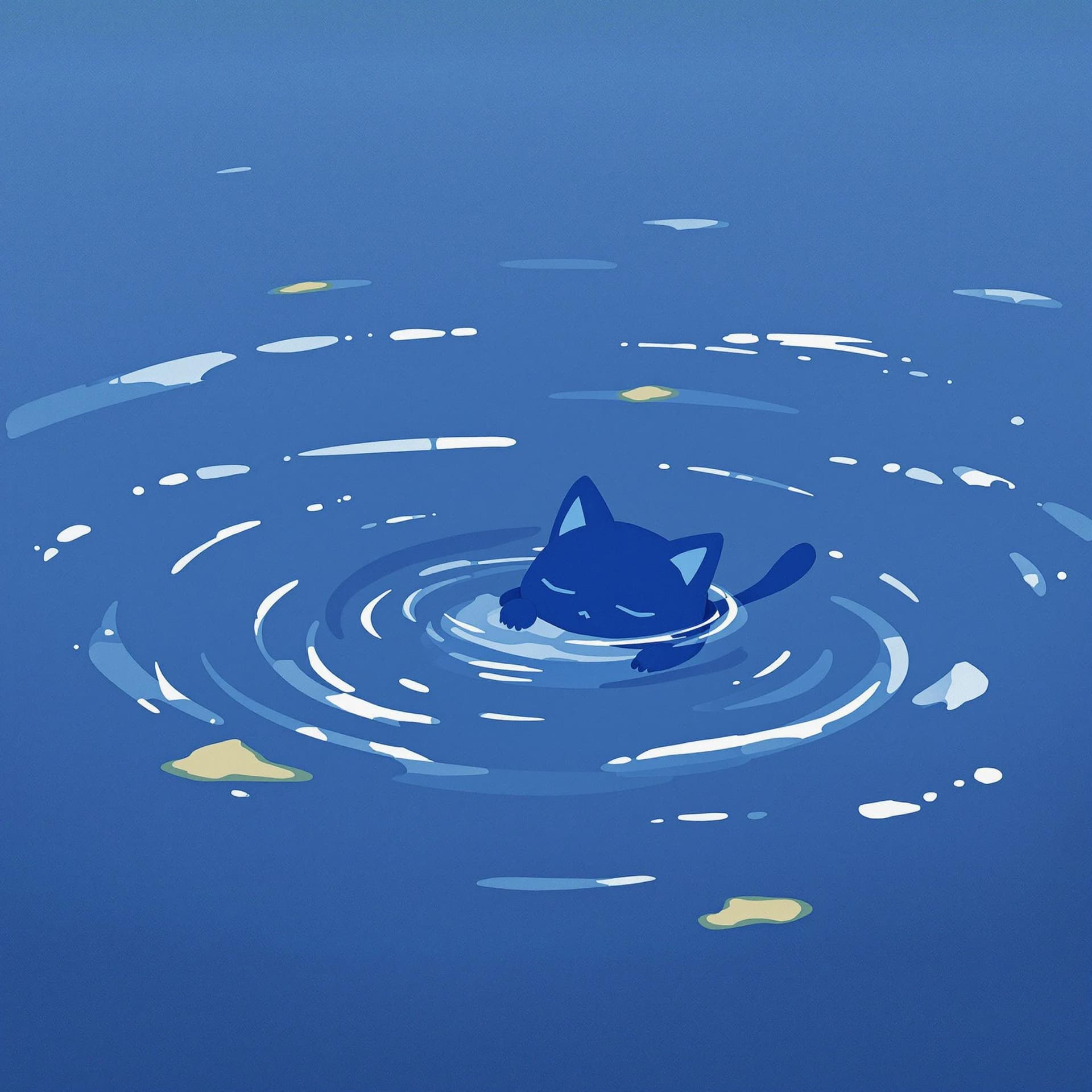AI generated: best quality,(limited palette,gouache \(medium\):1.1),deep blue theme,
(solo,chibi:1.2),cat ears,clo...