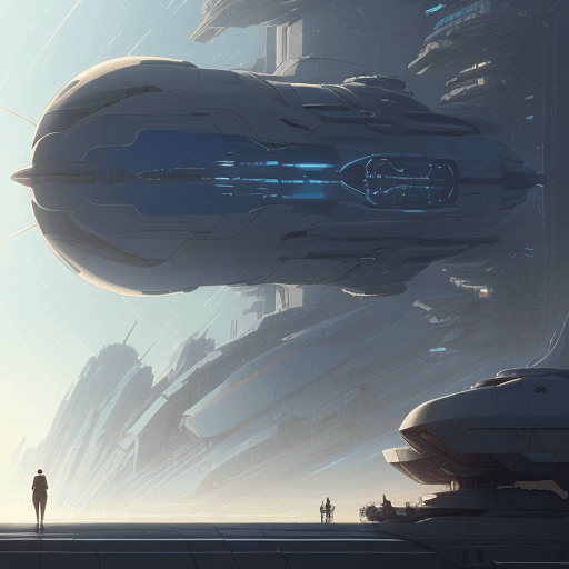 AI generated: sketches blueprint of futuristic sci-fi huge spacecraft, warp engines, formulas and annotations, sch...