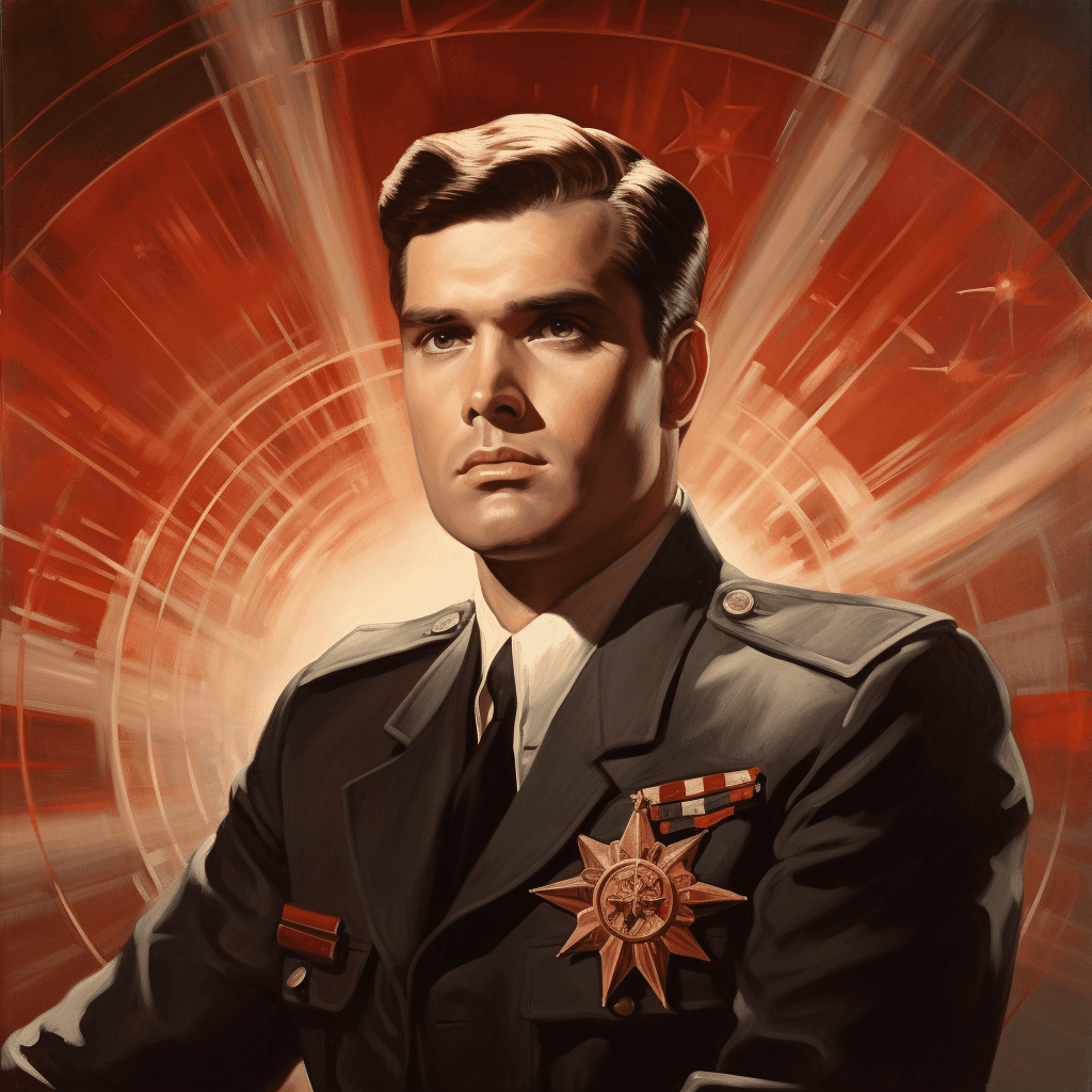 AI generated: retro futurism style, communist commander, space command