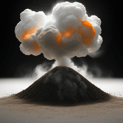 AI generated: Commercial photography, powerful explosion of white black green dust,soil smoke orange
, white light...