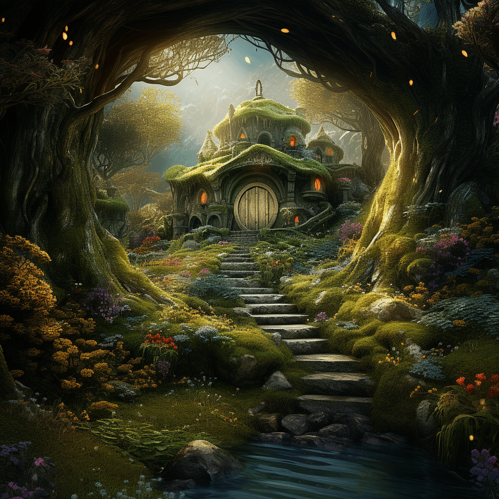 AI generated: the landscape of the world of art fairy, wallpaper, wall, in the style of 32k uhd, natural light, pa...